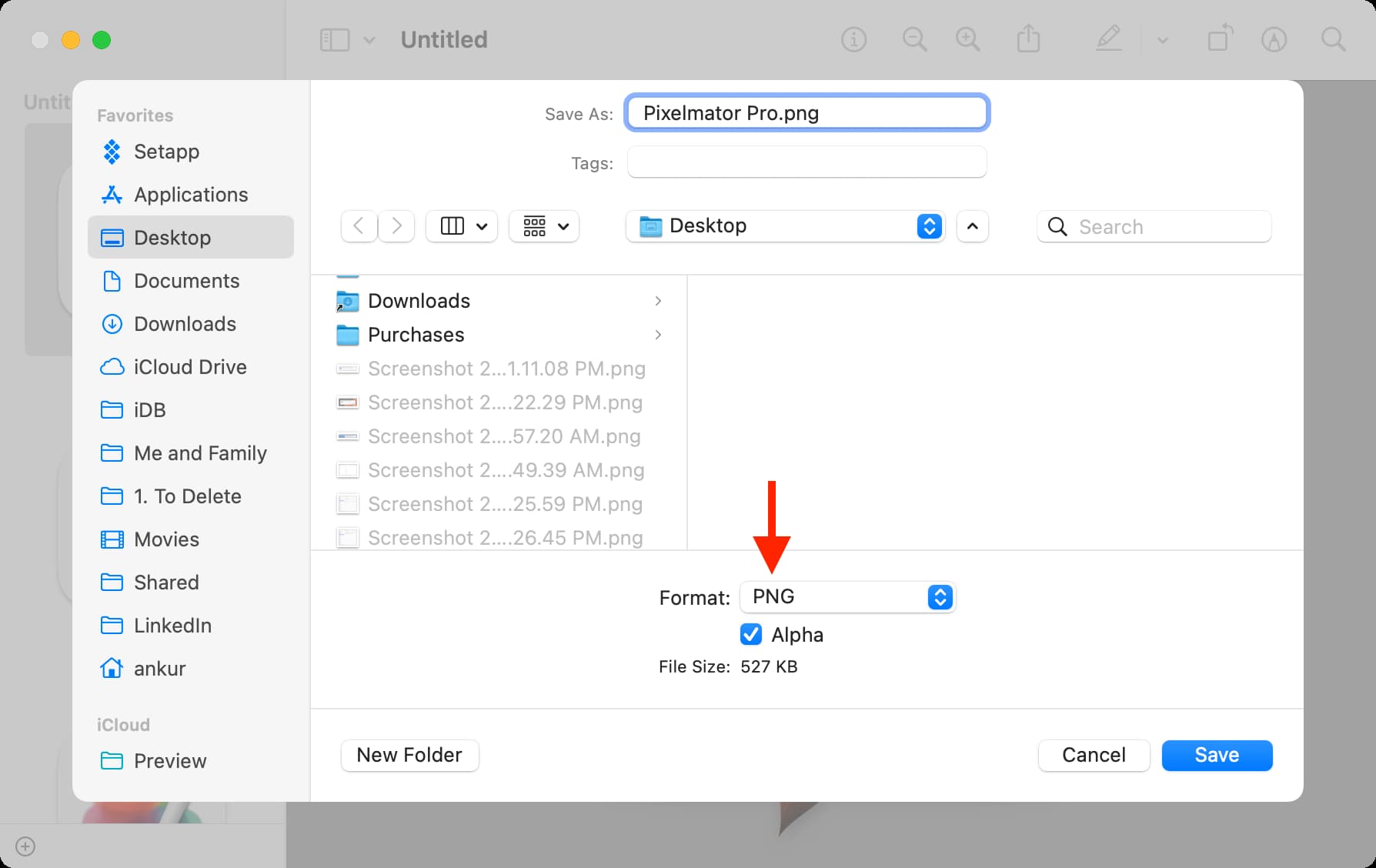 Enregistrer l'icône de l'application Mac en tant que fichier PNG avec fond transparent