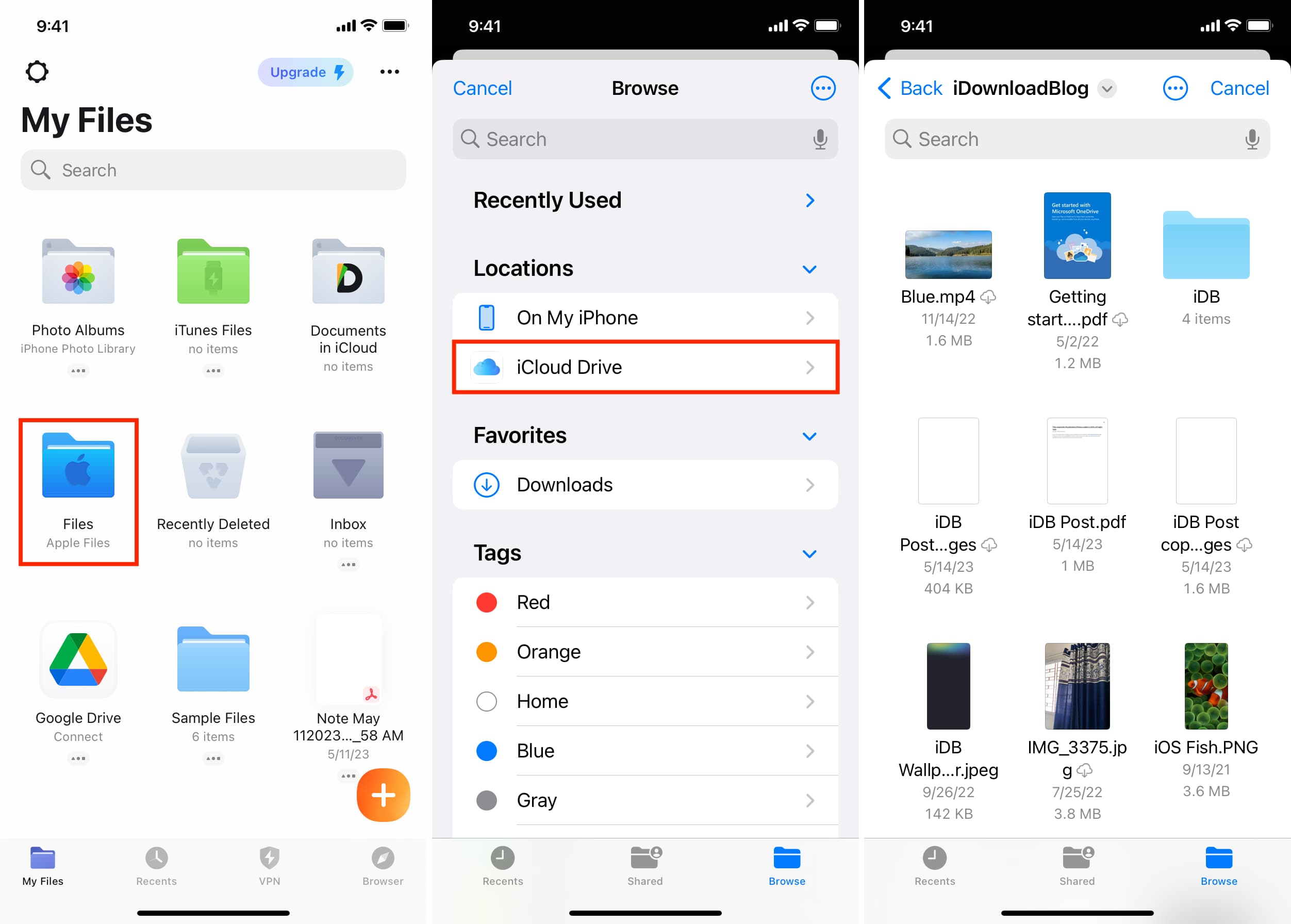 iCloud Drive dans l'application Documents tiers sur iPhone