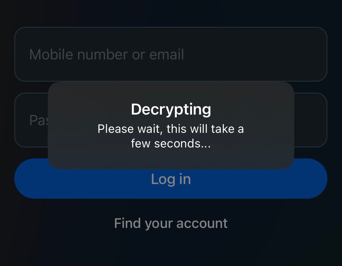 Decrypt app prompt.