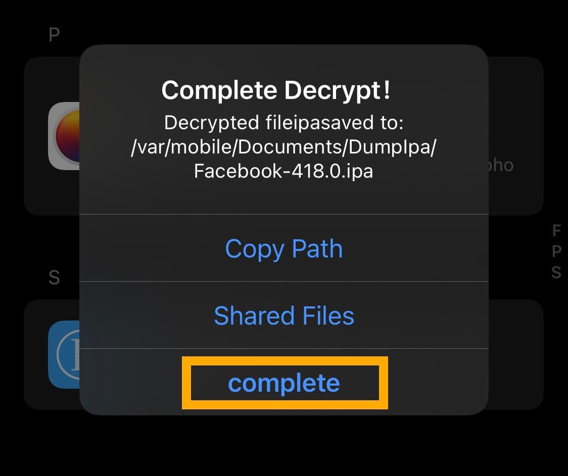 Complete AppsDump process.