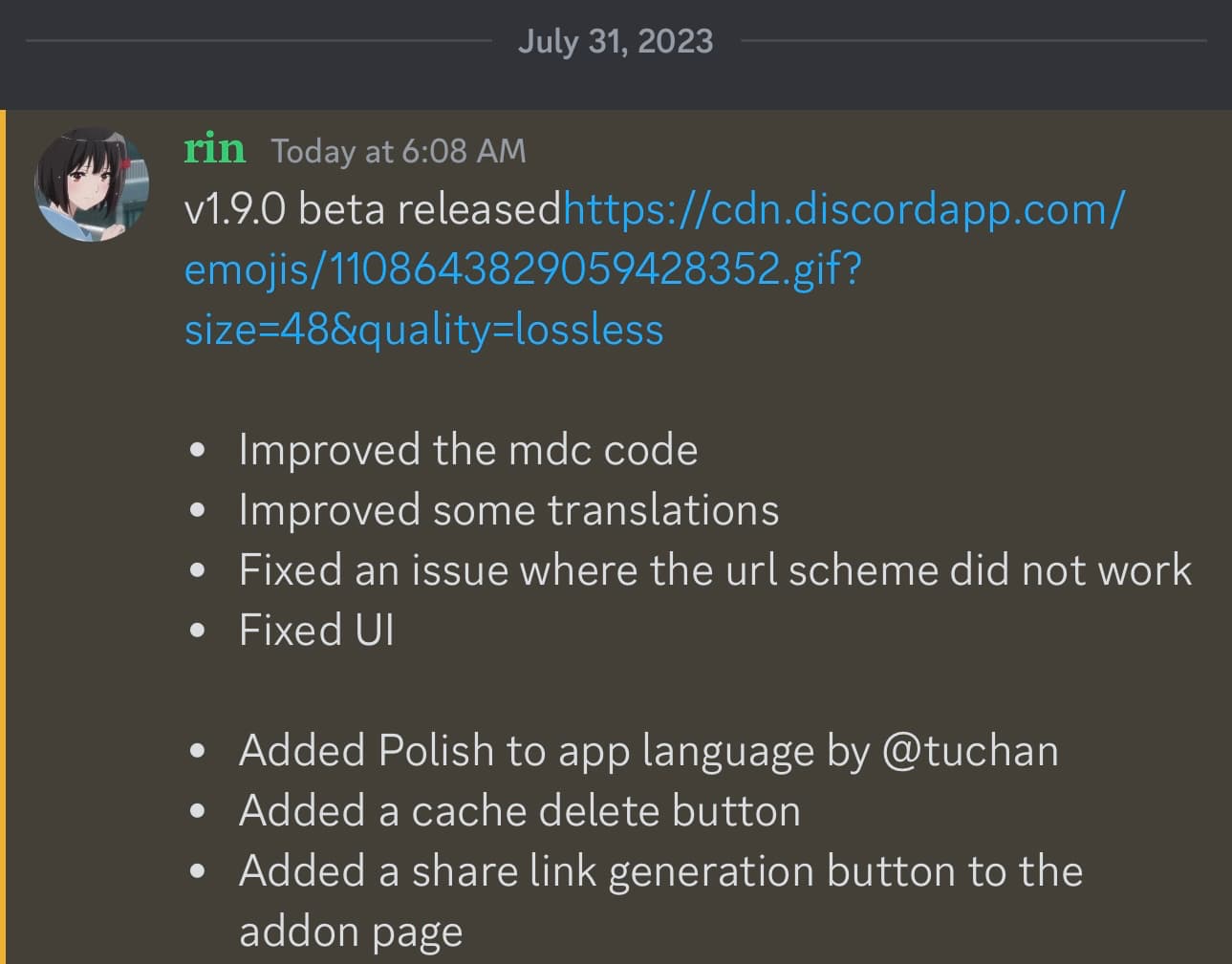 Misaka v1.9.0 update.