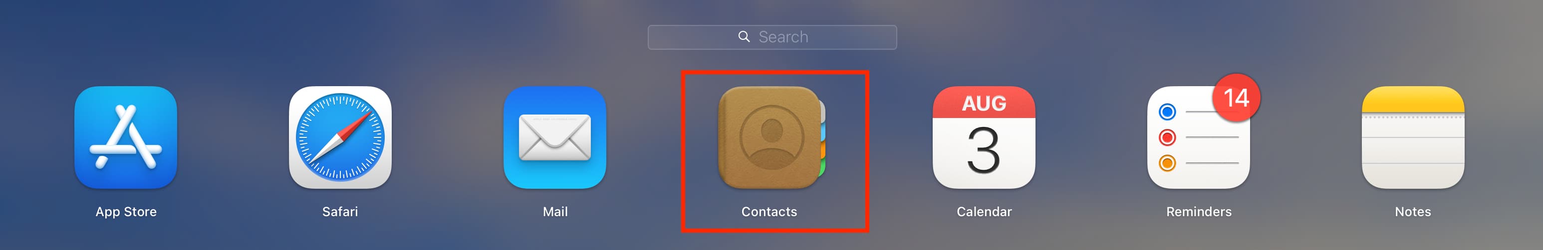 Contacts app in Mac Launchpad