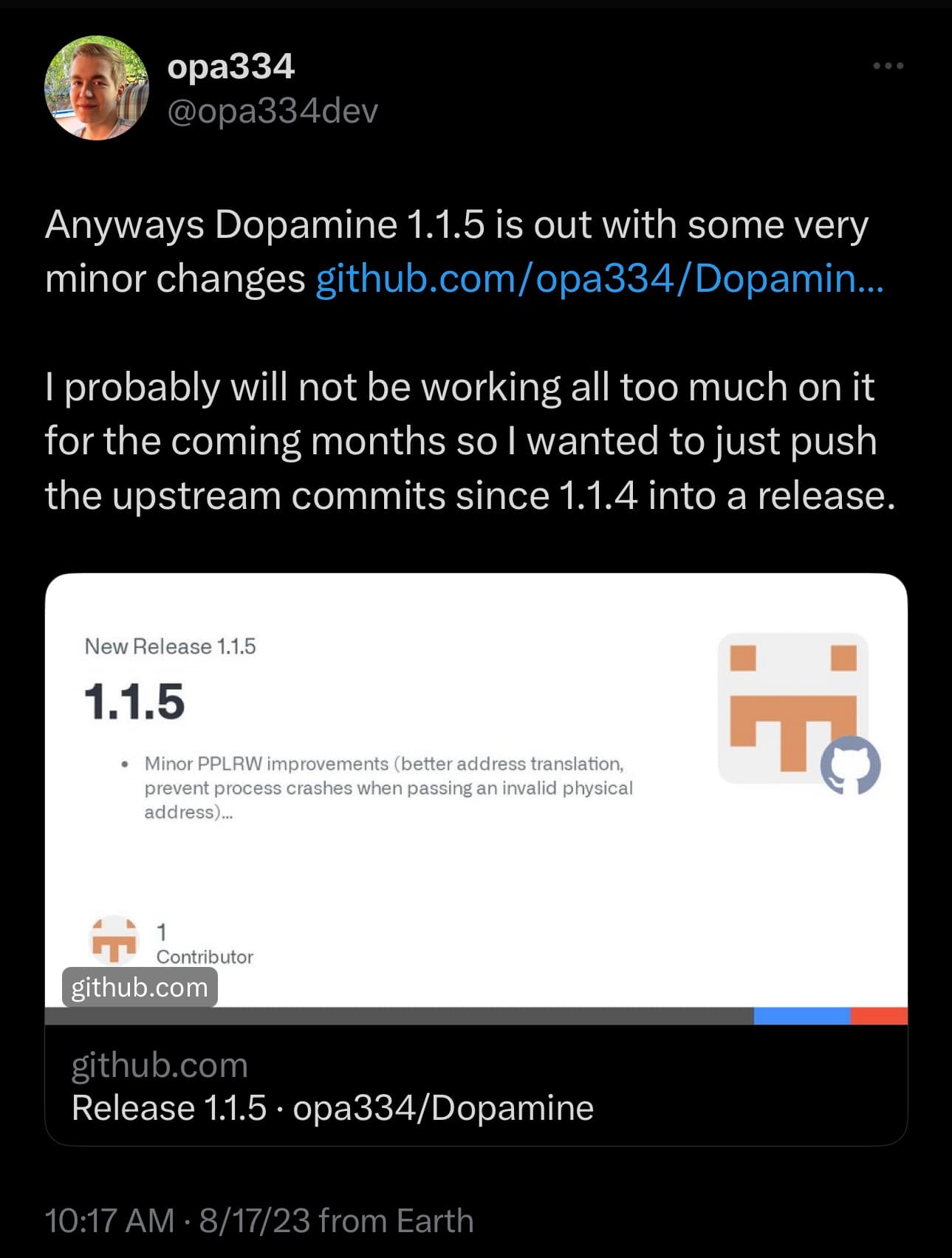 Dopamine v1.1.5 update.