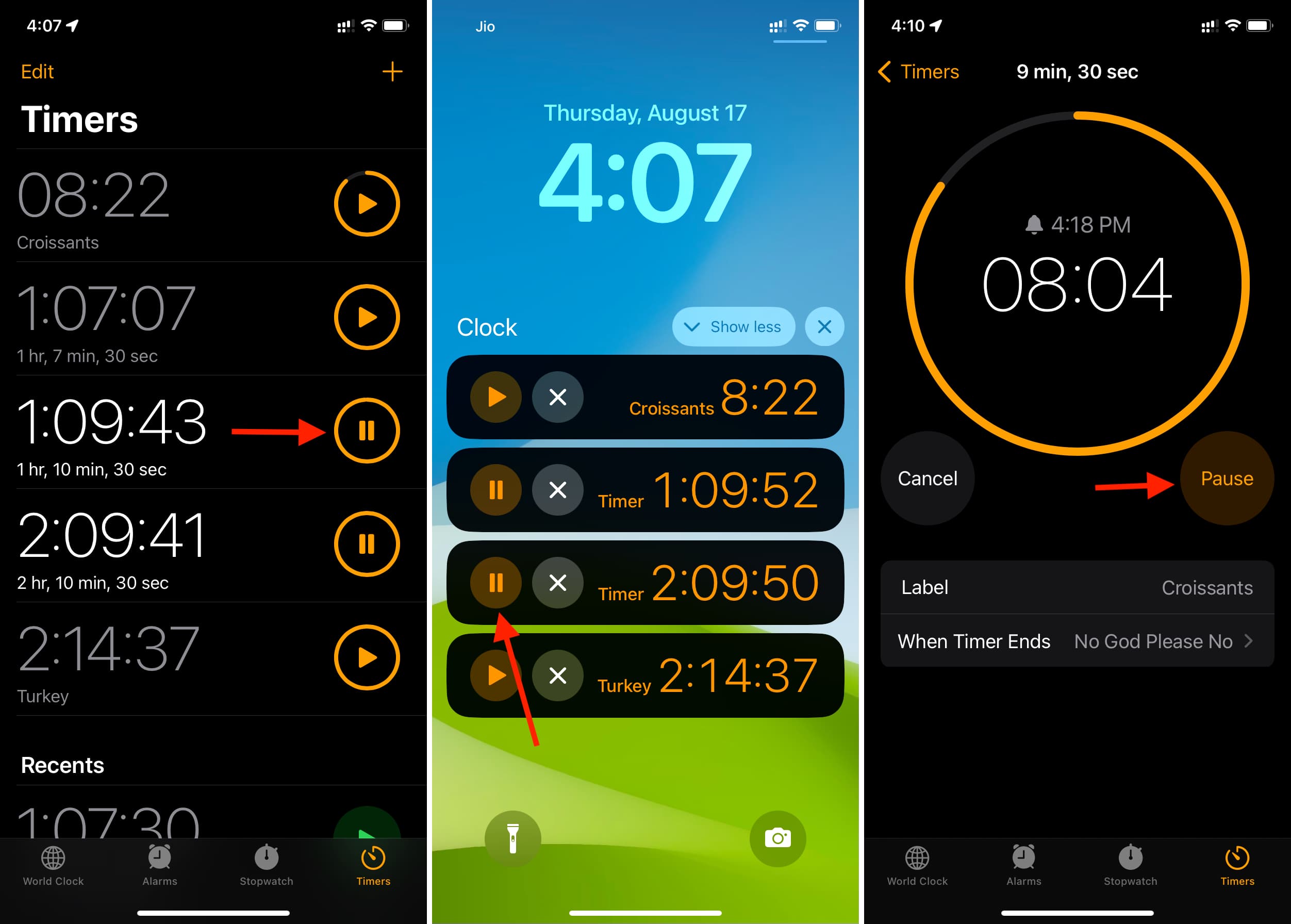 Three ways to pause running timers on iPhone