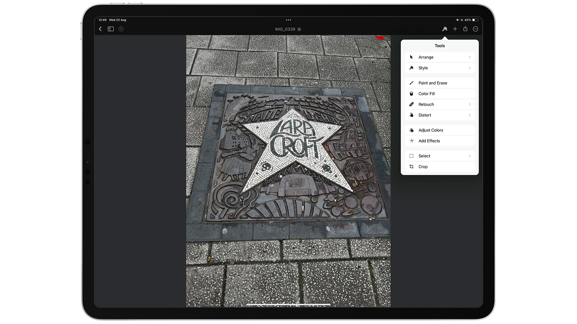 Pixelmator showing Lara Croft stone in Derby
