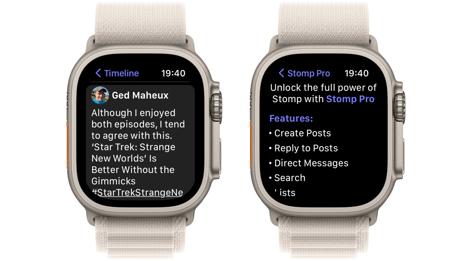 Apple Watch Stomp Pro and timeline