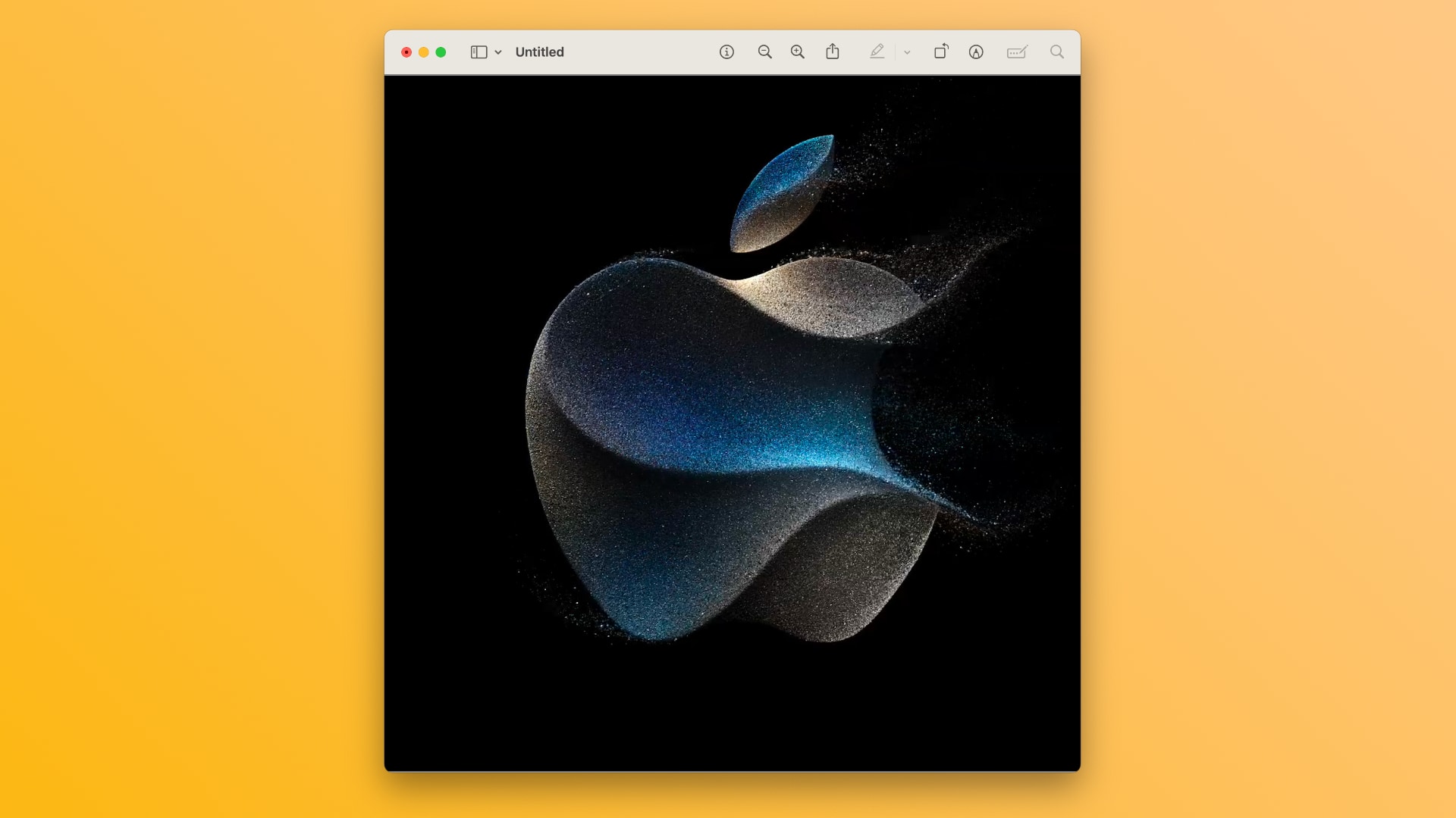 The iPhone 15 invite graphic in the Mac's Preview app