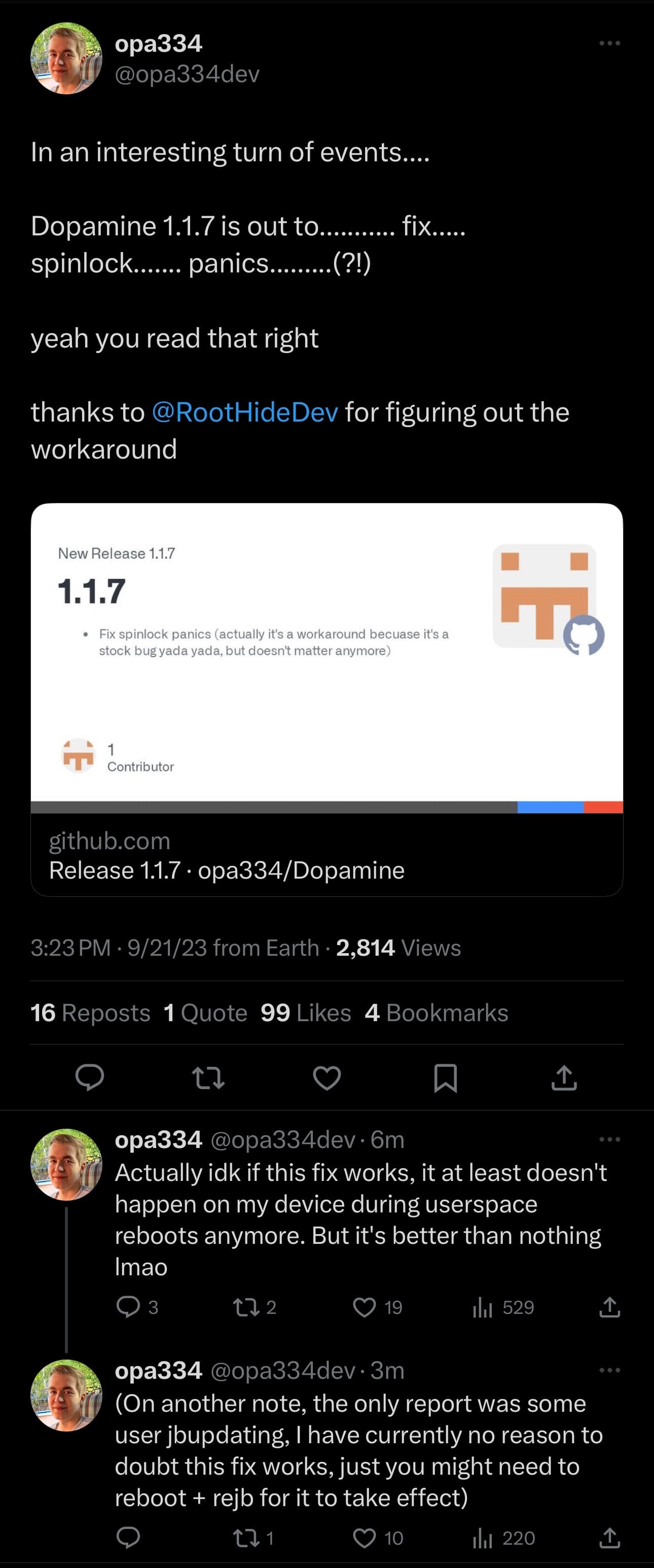 Dopamine v1.1.7 announced.