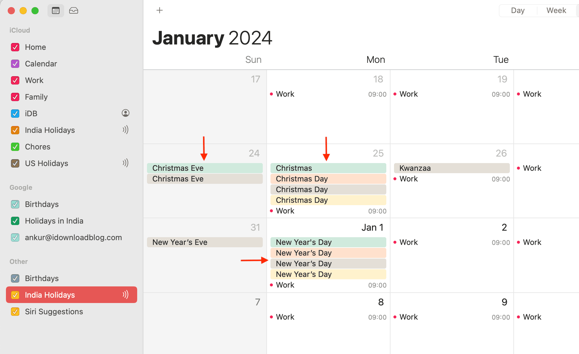Duplicate events in Calendar on Mac