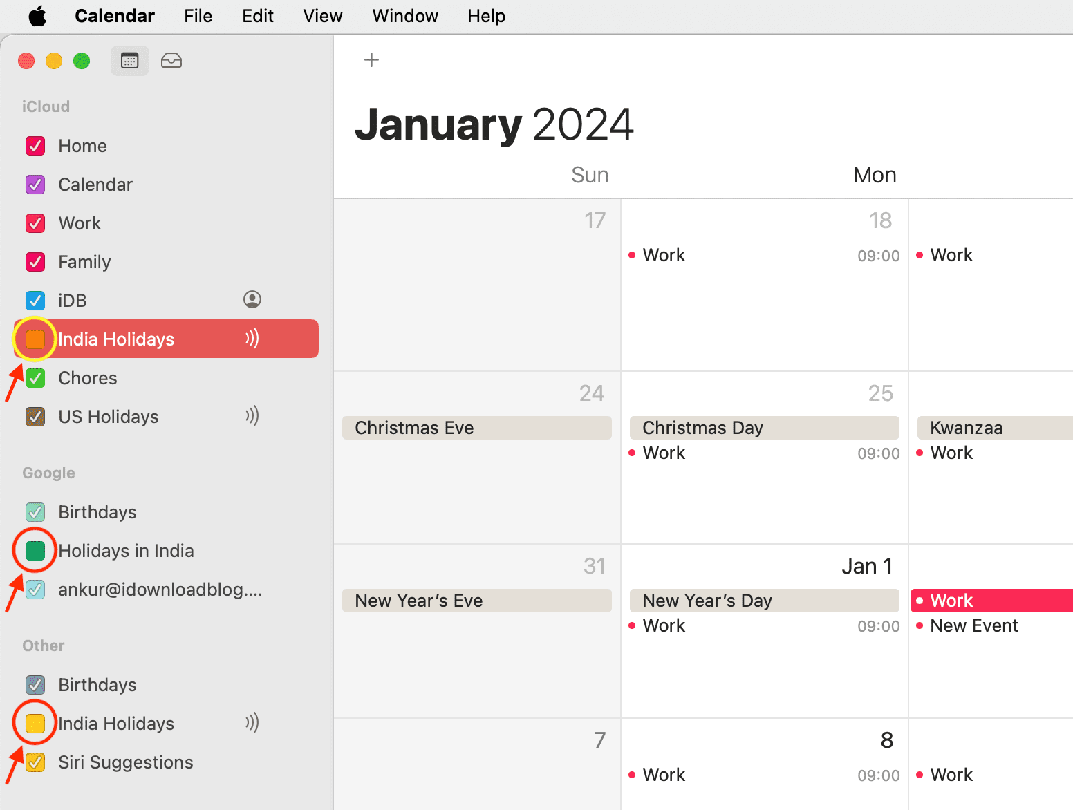 Hide subscribed calendar on Mac to delete duplicate events