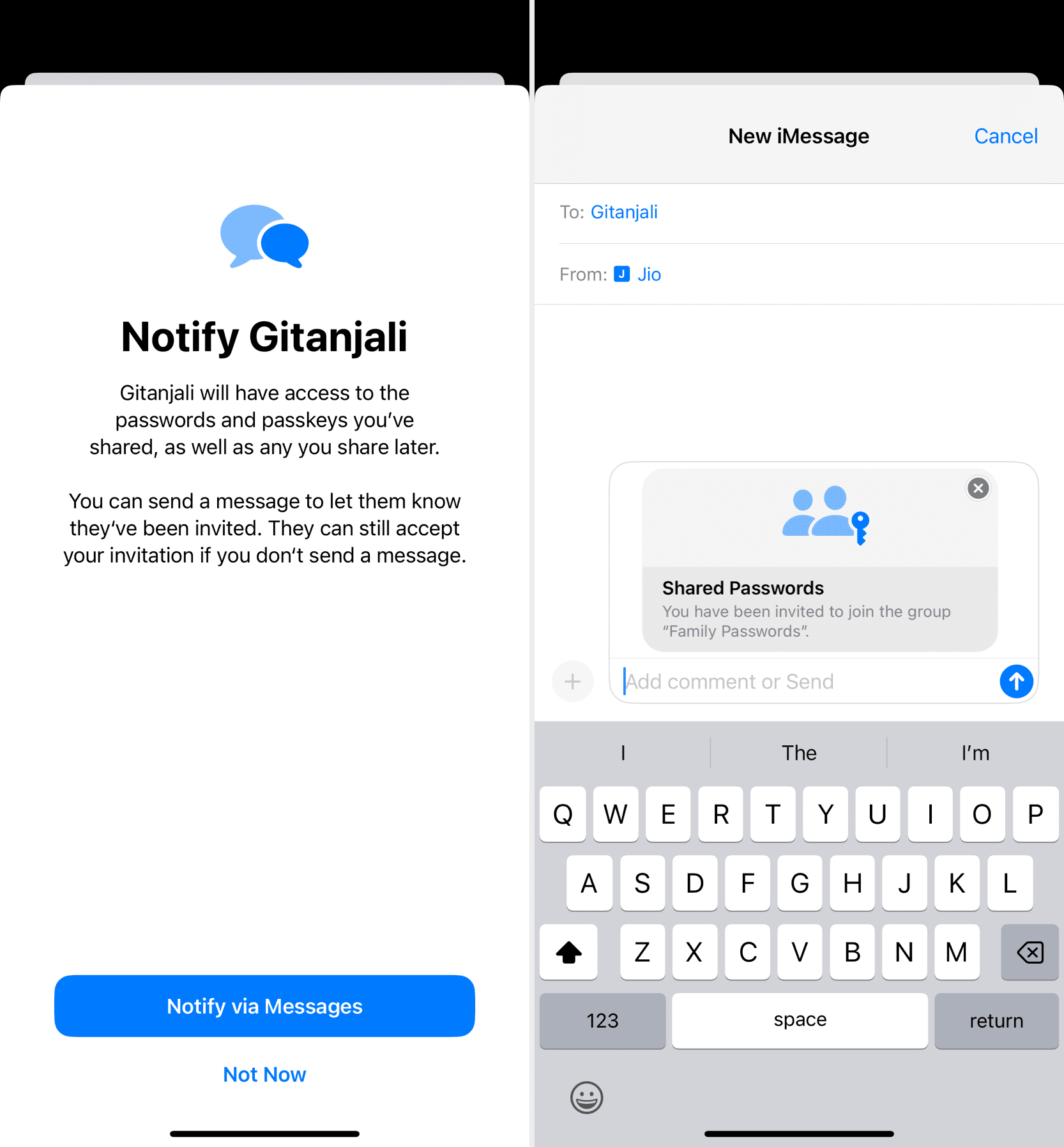 Notify people that you have added them to Shared Passwords Group