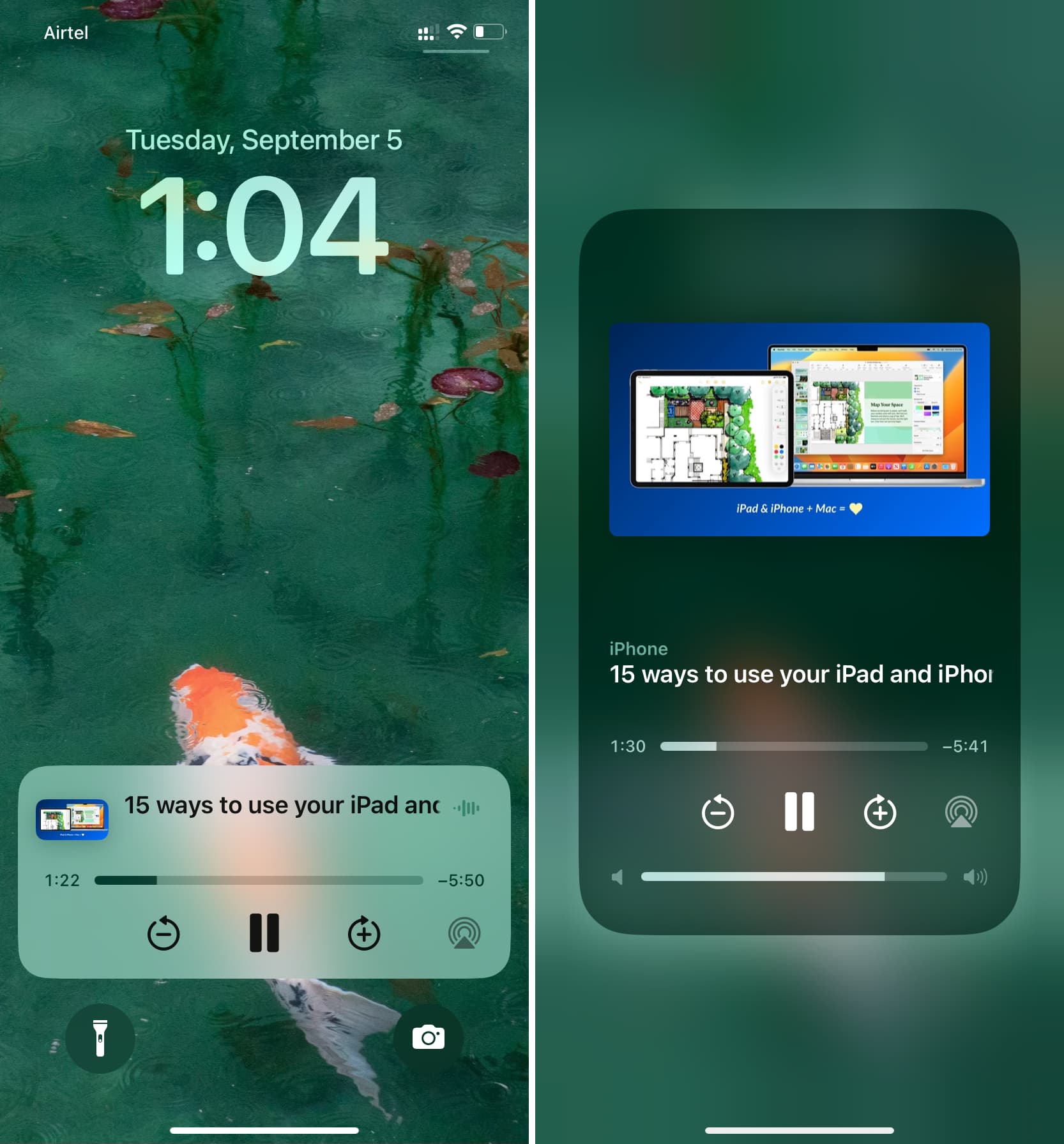 Siri reading controls on iPhone Lock Screen and Control Center