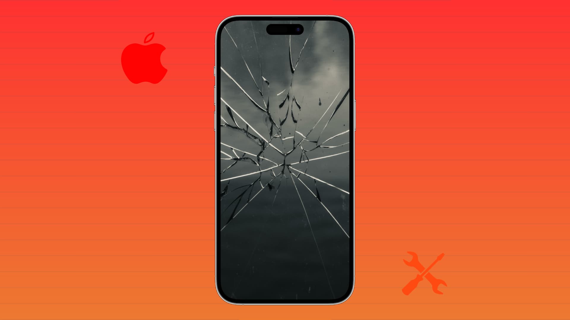 iPhone with broken glass image on screen