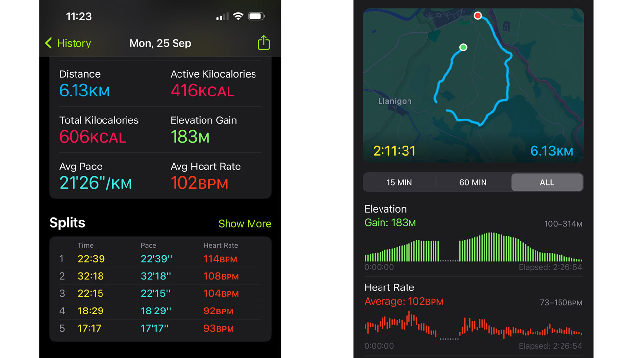 Apple Watch hiking profile