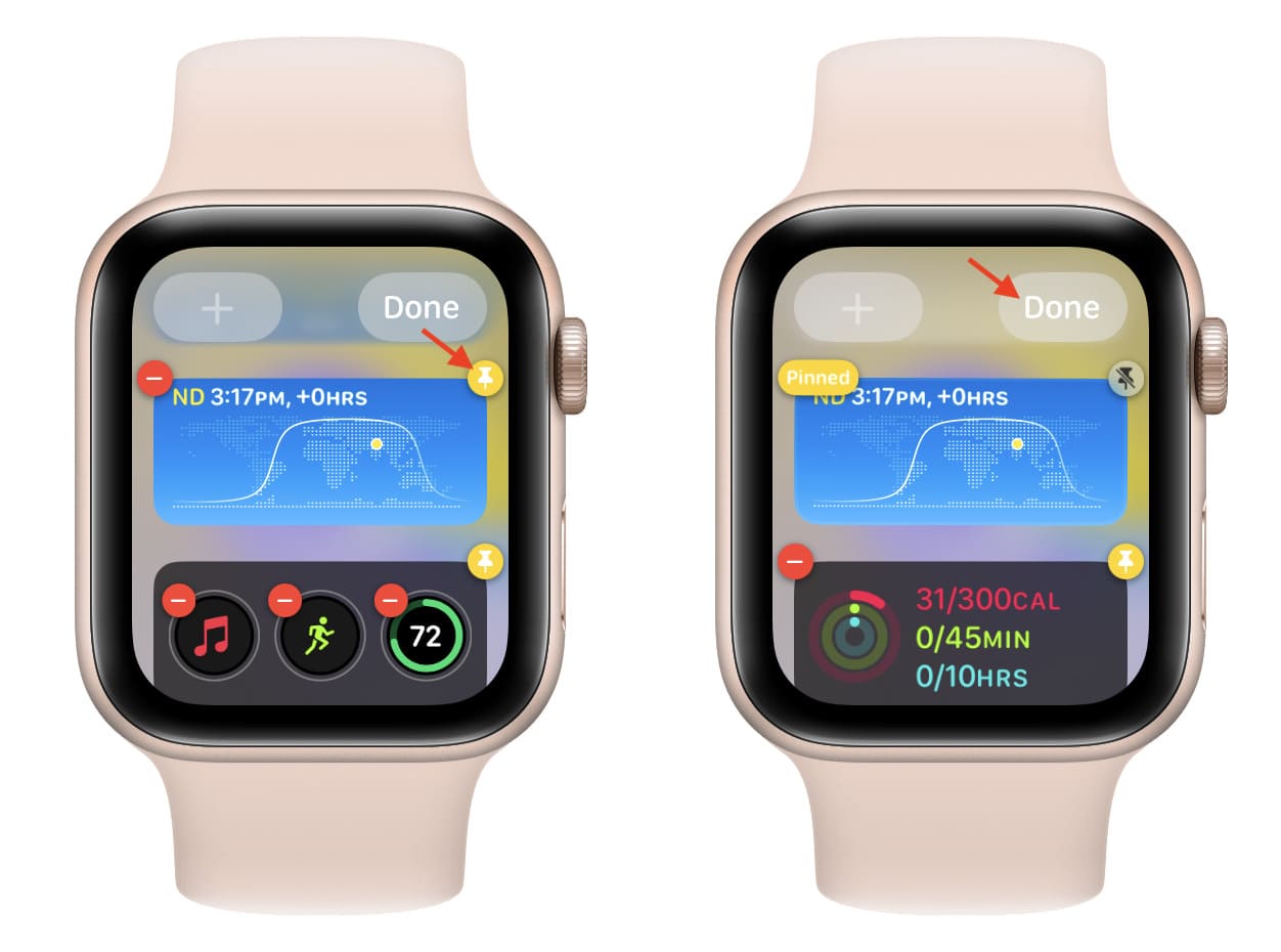Pin widgets on Apple Watch